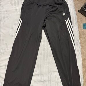 Adidas Kids Black Joggers with White Stripes